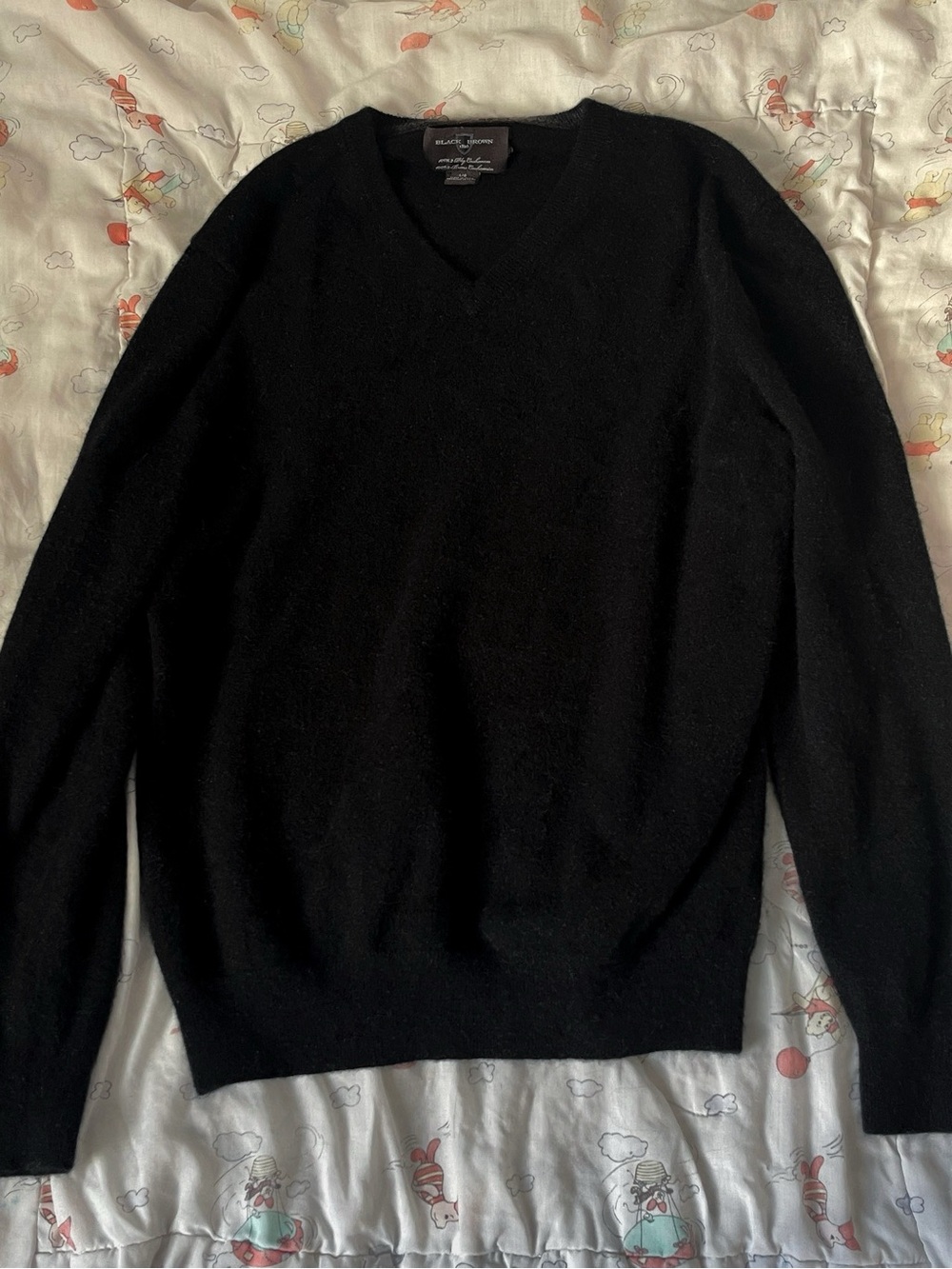 Black Brown 1826 Black 2 Ply Cashmere V-Neck Sweater